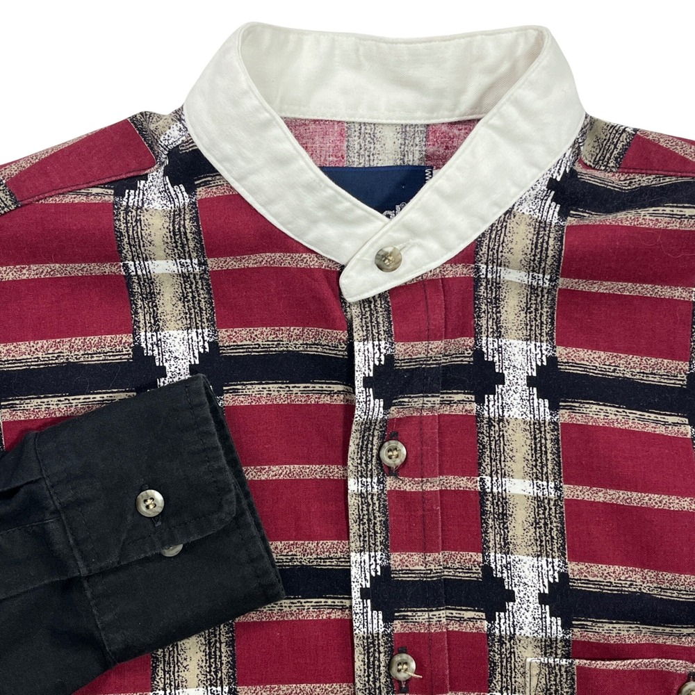 Vintage Wrangler Western Shirt 15.5x33 Contrast Point Collar Plaid Rare 90s